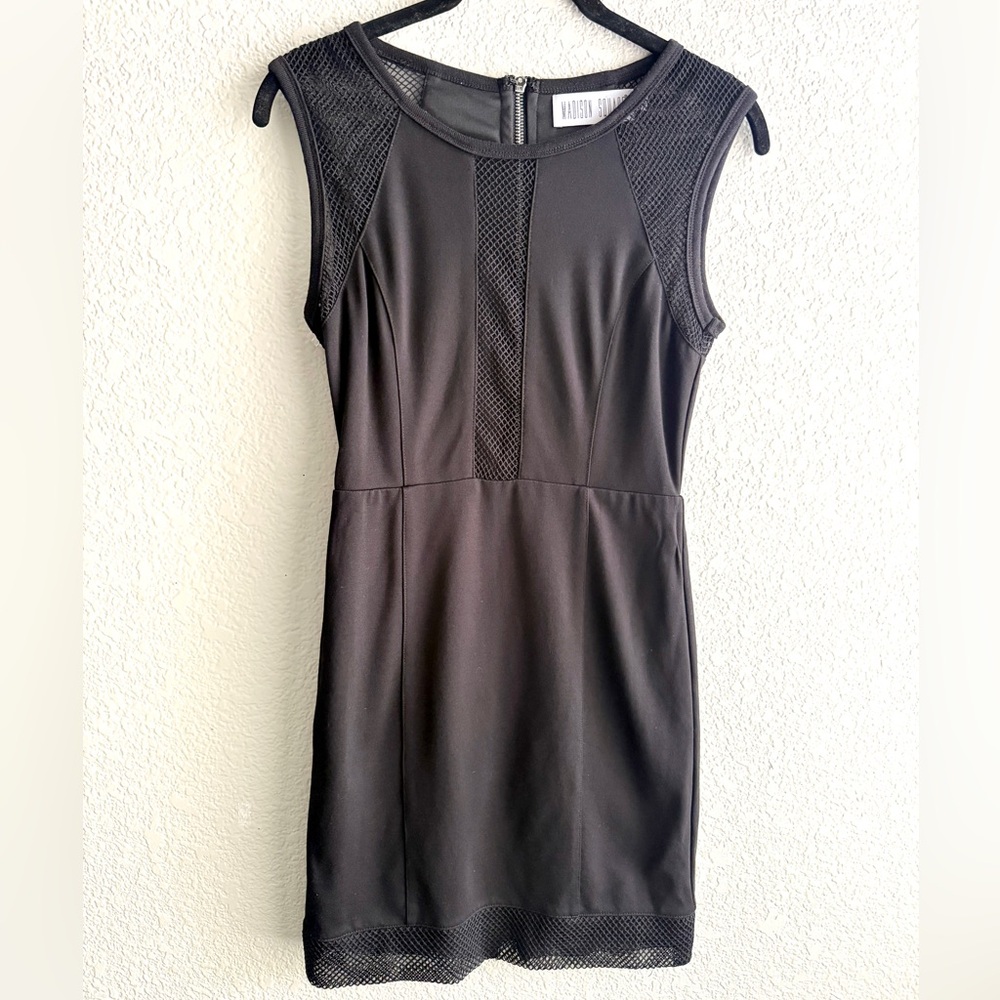 Madison Square Black Cutout Netted Dress LBD